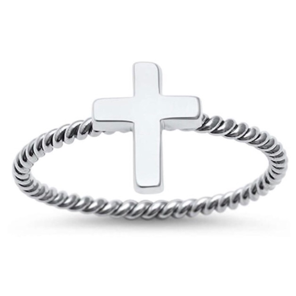sterling silver 925 braided cross ring